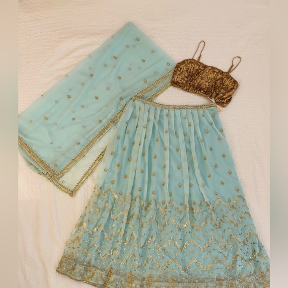 Other - Blue and gold lehenga set